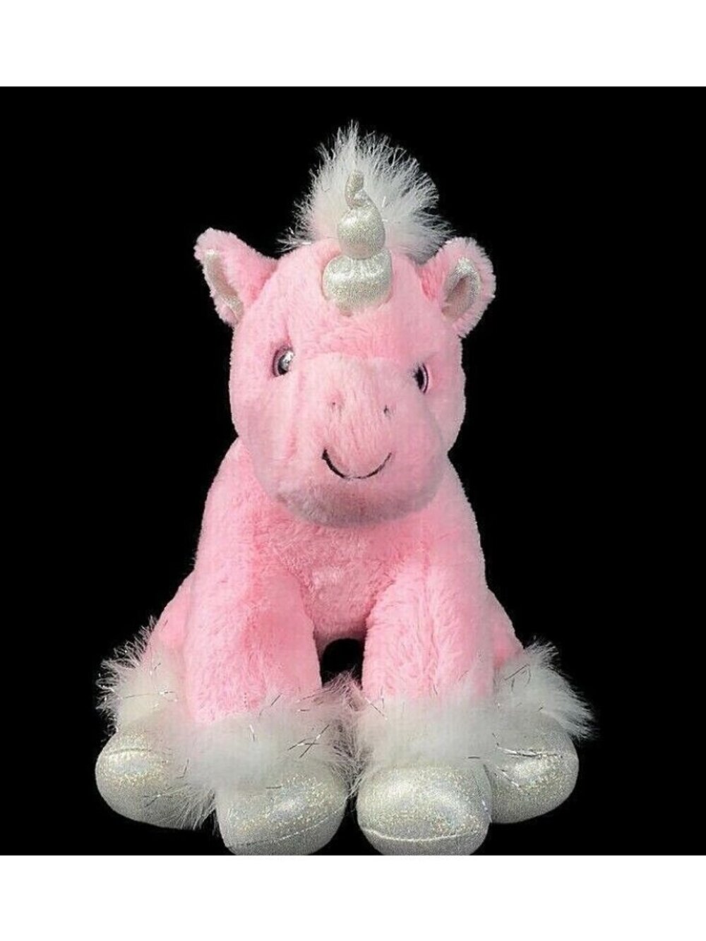 Pink unicorn Plush Stuffed Animal Toy The Bear Factory 14" Horse Plink glitter